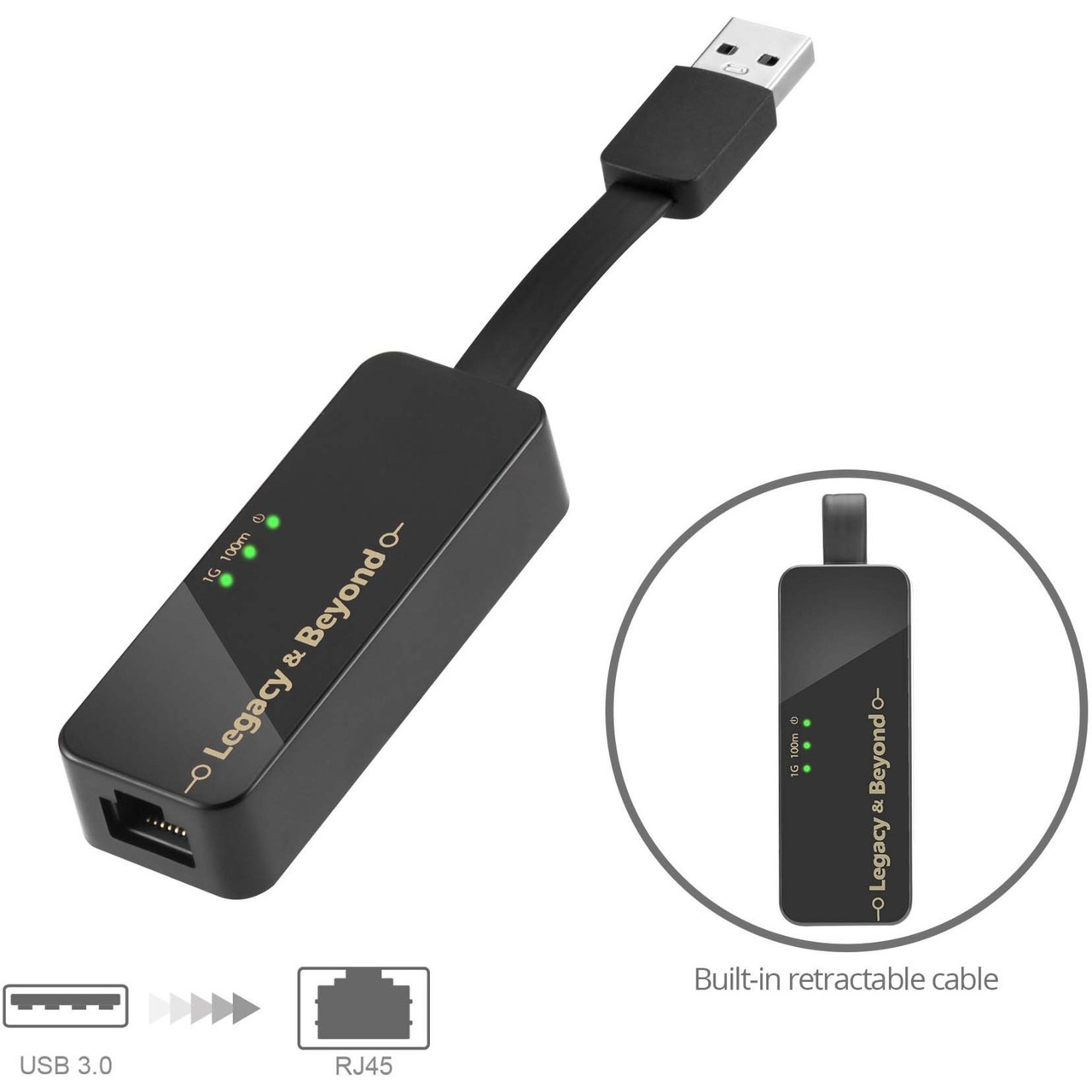 SIIG Portable USB 3.0 Gigabit Ethernet Adapter - USB 3.0 Type A - 1 - Twisted Pair - 10/100/1000Base-T - Portable - LB-US0714-S1