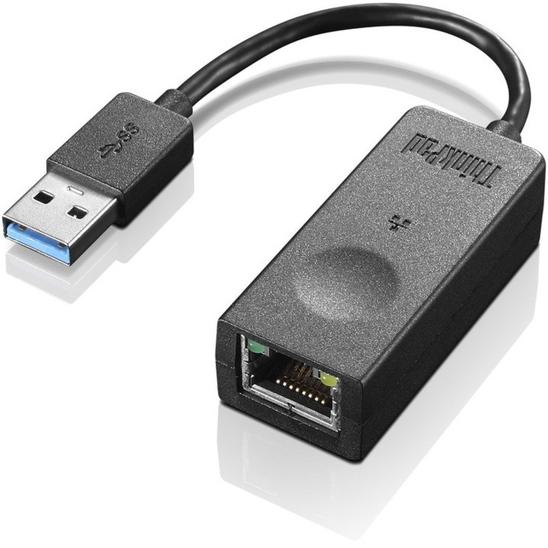 Lenovo ThinkPad USB3.0 to Ethernet Adapter - USB 3.0 Type A - 125 MB/s Data Transfer Rate - 1 Port(s) - 1 - Twisted Pair - 10/100/1000Base-T - Portable - 4X91D96891