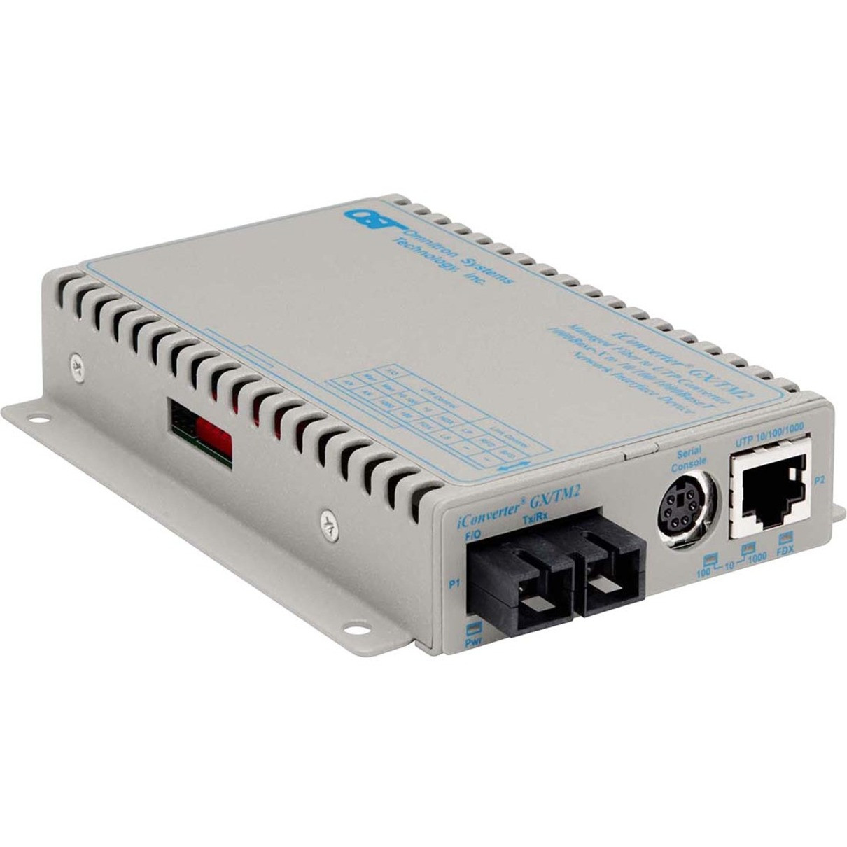 Omnitron iConverter GX/TM2 Media Converter - 1 x Network (RJ-45) - 1 x SC Ports - 10/100/1000Base-T, 1000Base-X - 21.13 Mile - Wall Mountable - 8923N-2-D