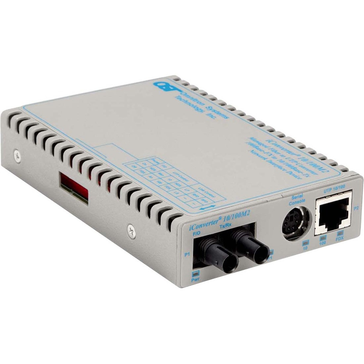 Omnitron 10/100BASE-TX UTP to 100BASE-FX Media Converter and Network Interface Device - 1 x Network (RJ-45) - 1 x ST Ports - 10/100Base-TX, 100Base-FX - 60 km - Desktop, Wall Mountable, Rail-mountable - 8901N-2-A