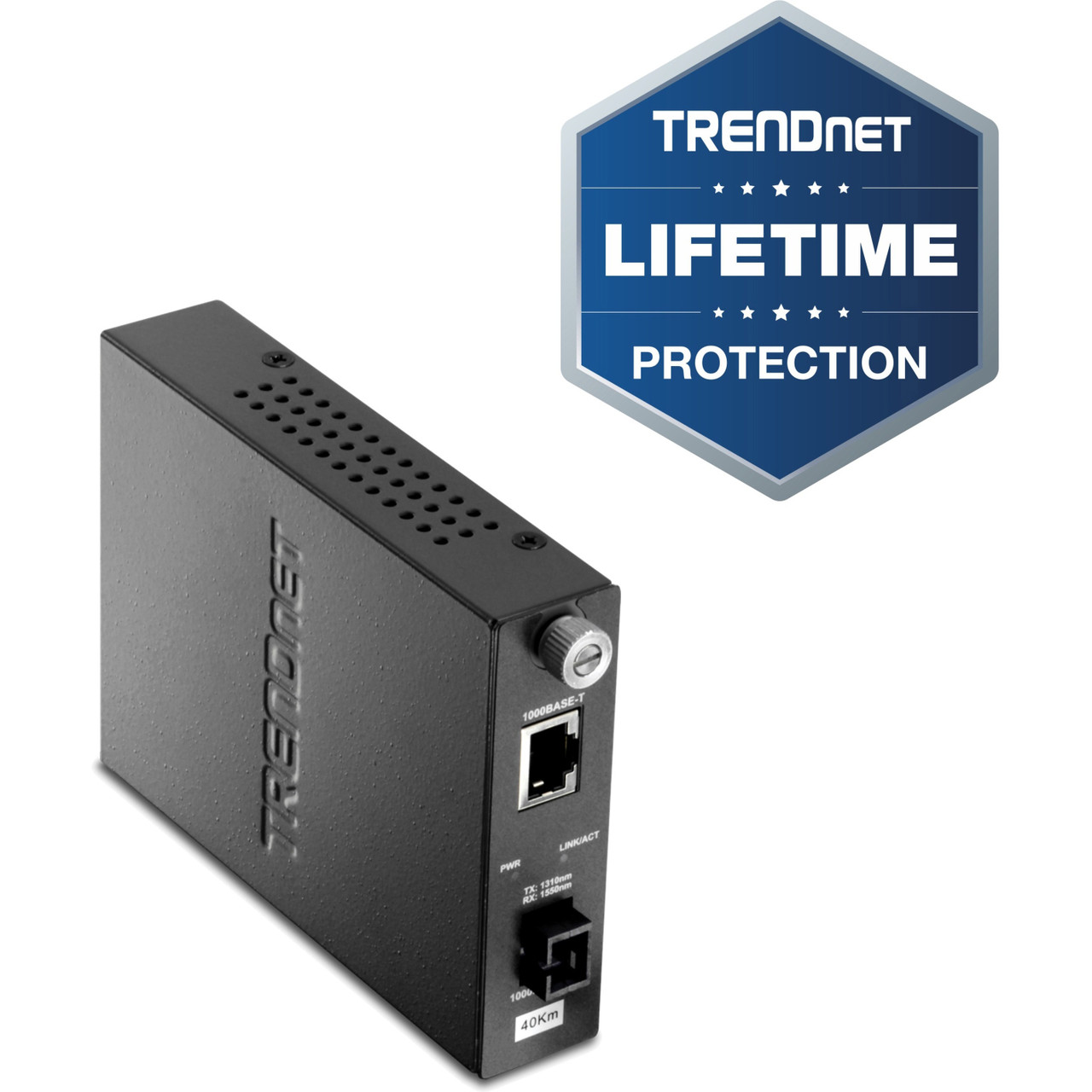 Trendnet Intelligent 100Base-TX to 100Base-FX Dual Wavelength Single Mode SC Fiber Media Converter (40 km / 24.9 Miles); RJ-45 Port; Fiber to Ethernet Converter; Lifetime Protection; TFC-110S40D3i - TFC-110S40D3i
