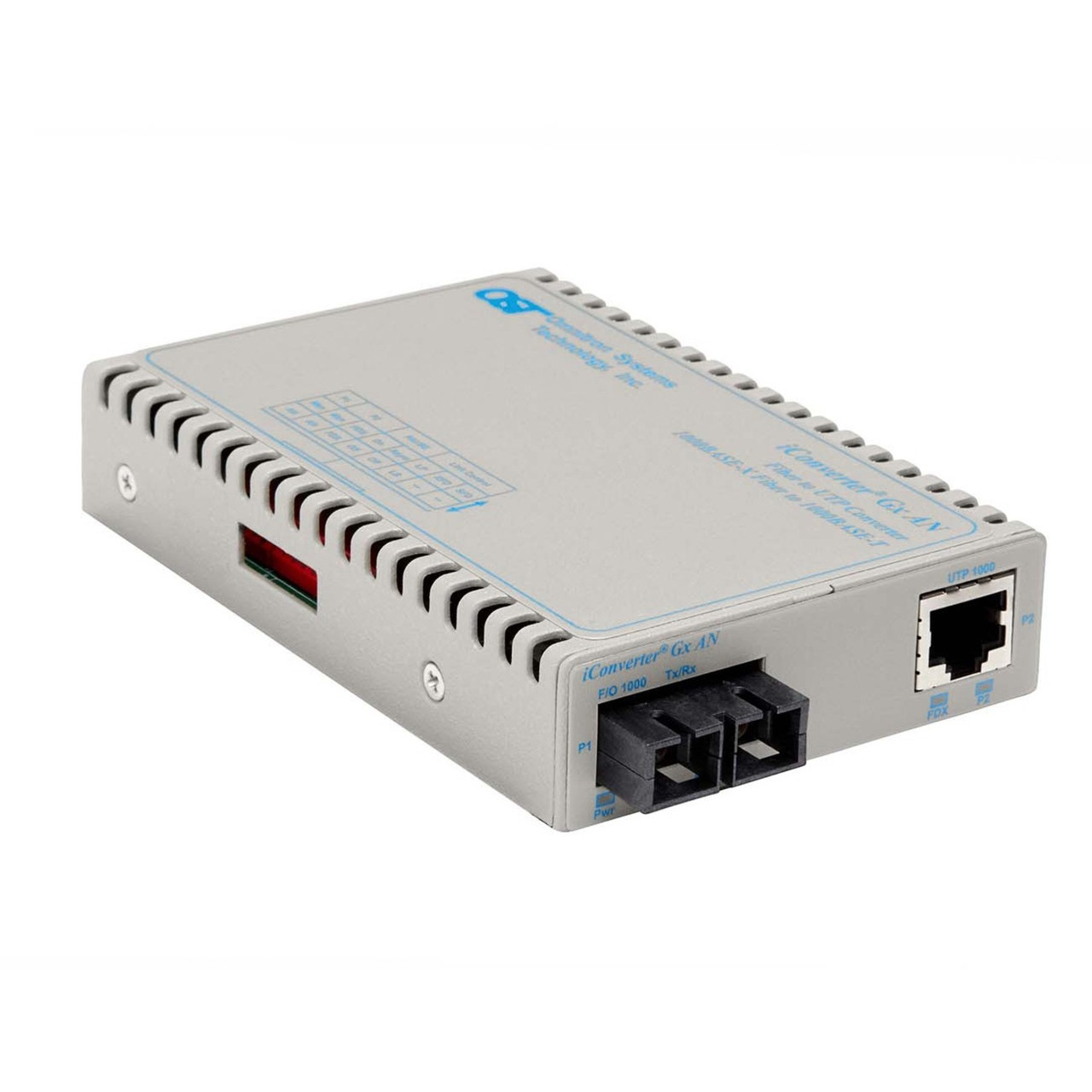 Omnitron iConverter 1000Mbps Gigabit Ethernet Fiber Media Converter RJ45 SC Single-Mode 12km - 1 x 1000BASE-T; 1 x 1000BASE-LX; Standalone; US AC Powered; Lifetime Warranty - 8503N-1-A