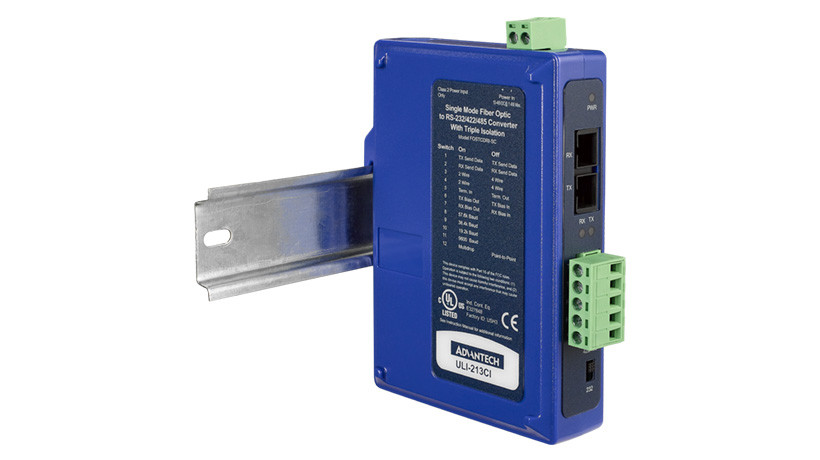 Advantech B+B SmartWorx Triple Isolated RS-232/422/485 To Single-Mode Fiber SC Converter - 1 x SC Ports - Single-mode - 15 km - Rail-mountable, Panel-mountable - FOSTCDRI-SC