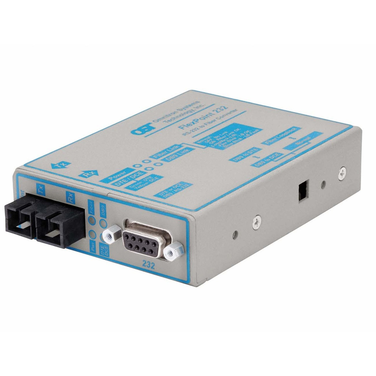 Omnitron Flexpoint RS-232 Serial Fiber Media Converter DB-9 SC Multimode 2.5km - 1 x RS-232; 1 x SC Multimode; US AC Powered; Lifetime Warranty - 4480-1