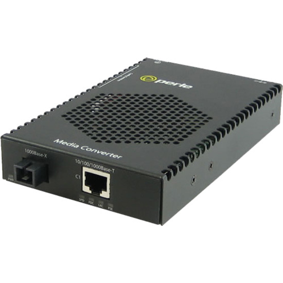 Perle S-1110P-S1SC10U-XT Media Converter - 1x PoE (RJ-45) Ports - 1 x SC Ports - Single-mode - 10/100/1000Base-T, 1000Base-BX-U - 10 km - Desktop, Rack-mountable, Rail-mountable, Wall Mountable - 05090540