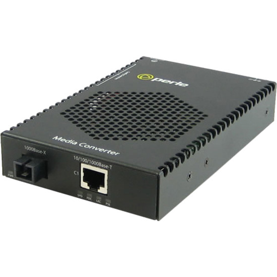 Perle S-1110P-S1SC10D Media Converter - 1x PoE (RJ-45) Ports - 1 x SC Ports - 1000Base-BX-D, 10/100/1000Base-T - Rail-mountable, Rack-mountable, Wall Mountable - 5080154