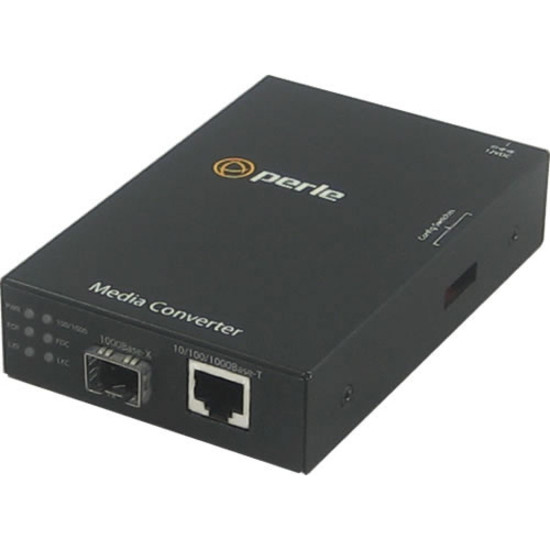Perle S-1110-SFP Gigabit Ethernet Media Converter - 1 x Network (RJ-45) - 10/100/1000Base-T - 1 x SFP Slots - External, Rack-mountable - 05050194