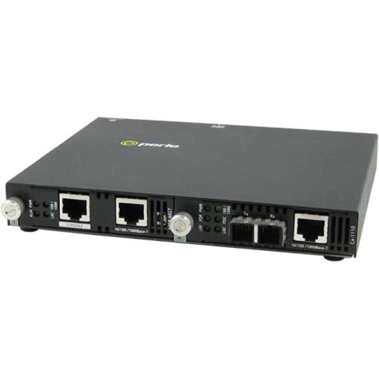 Perle SMI-1110-M2SC2 Media Converter - 2 x Network (RJ-45) - 1 x SC Ports - Management Port - 1000Base-LX, 10/100/1000Base-T - 2 km - Rack-mountable, Rail-mountable, Wall Mountable - 05070524