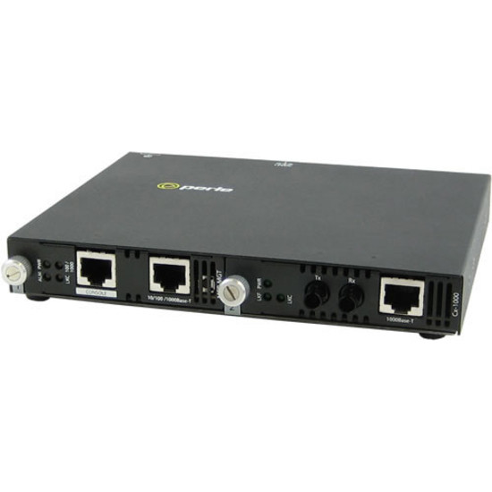 Perle SMI-1000-S2ST10 Gigabit Ethernet Media Converter - 1 x Network (RJ-45) - 1 x ST Ports - Management Port - 1000Base-T, 1000Base-LX - 10 km - External - 05070044