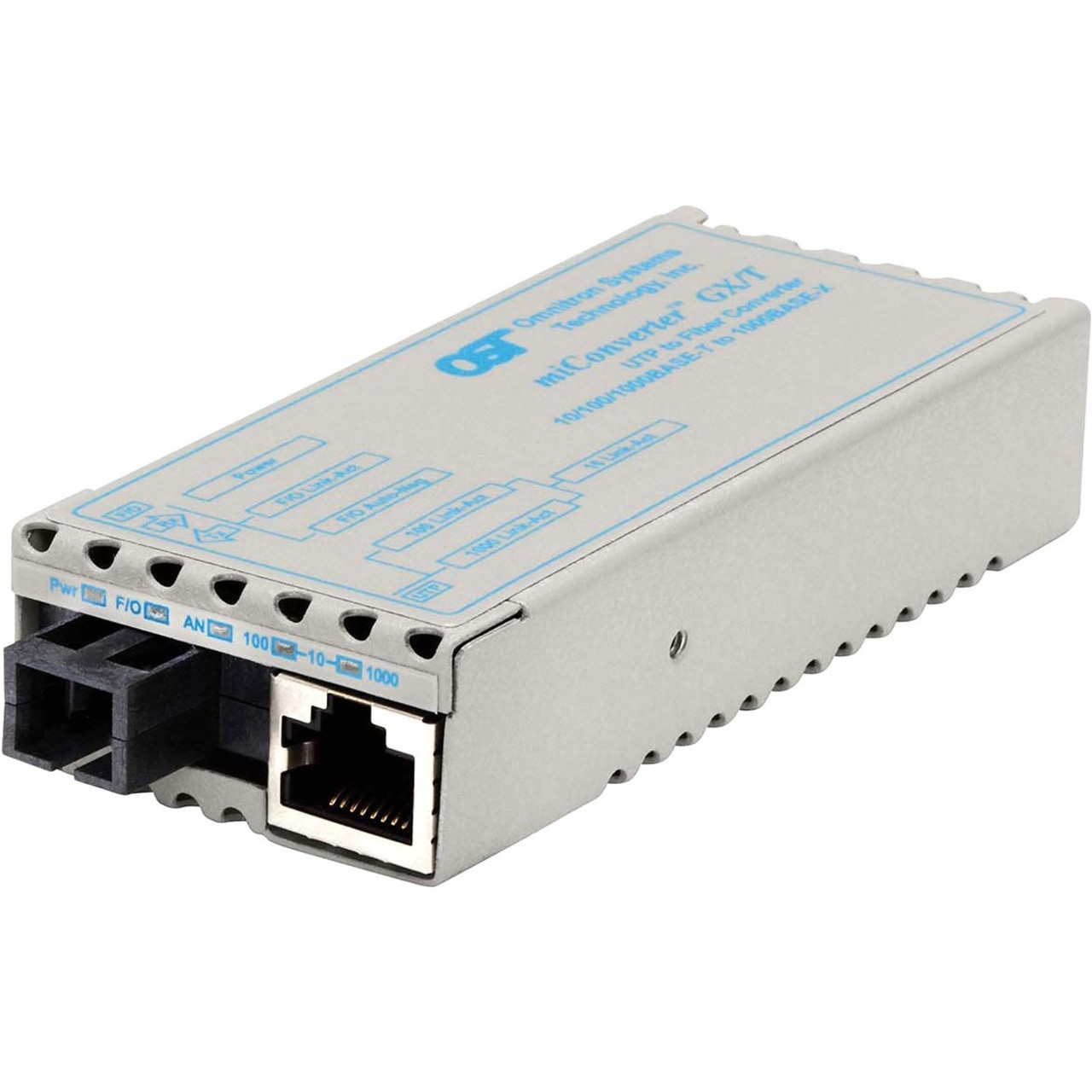 Omnitron miConverter 10/100/1000 Gigabit Ethernet Single-Fiber Media Converter RJ45 SC Single-Mode BiDi 20km - 1 x 10/100/1000BASE-T; 1 x 1000BASE-BX-U (1310/1550); USB Powered; Lifetime Warranty - 1230-1-6