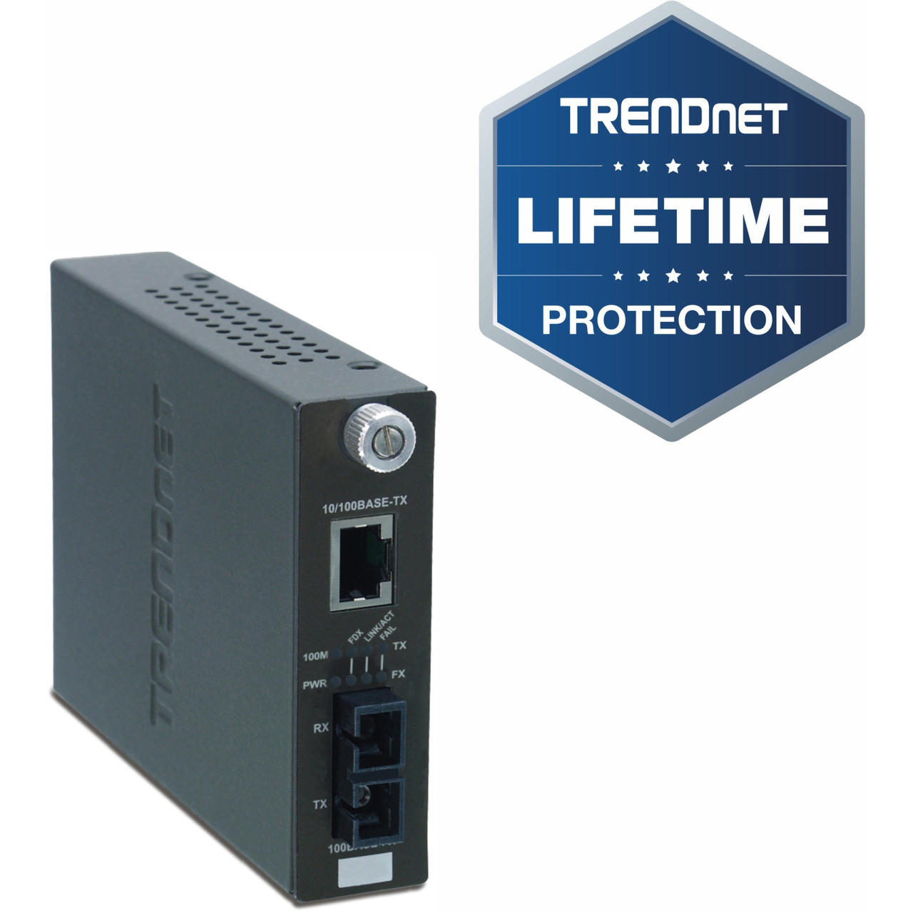 Trendnet Intelligent 10/100Base-TX to 100Base-FX Single Mode SC Fiber Media Converter (60Km /37.3 Miles); Auto-Negotiation; RJ-45 port; Fiber to Ethernet Converter;Lifetime Protection; TFC-110S60i - TFC-110S60i