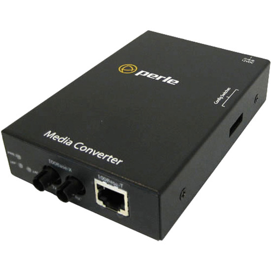 Perle S-100-M2ST2 Fast Ethernet Stand-Alone Media Converter - 1 x Network (RJ-45) - 1 x ST Ports - 10/100Base-TX, 100Base-FX - 2 km - External, Rail-mountable, Rack-mountable, Wall Mountable - 05050204