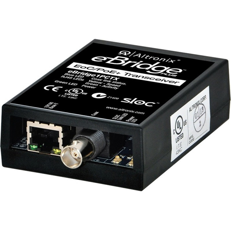 Altronix eBridge1PCTX - IP over Coax Transceiver - 1 x Network (RJ-45) - Fast Ethernet - 10/100Base-TX - 2001.31 ft - EBRIDGE1PCTX