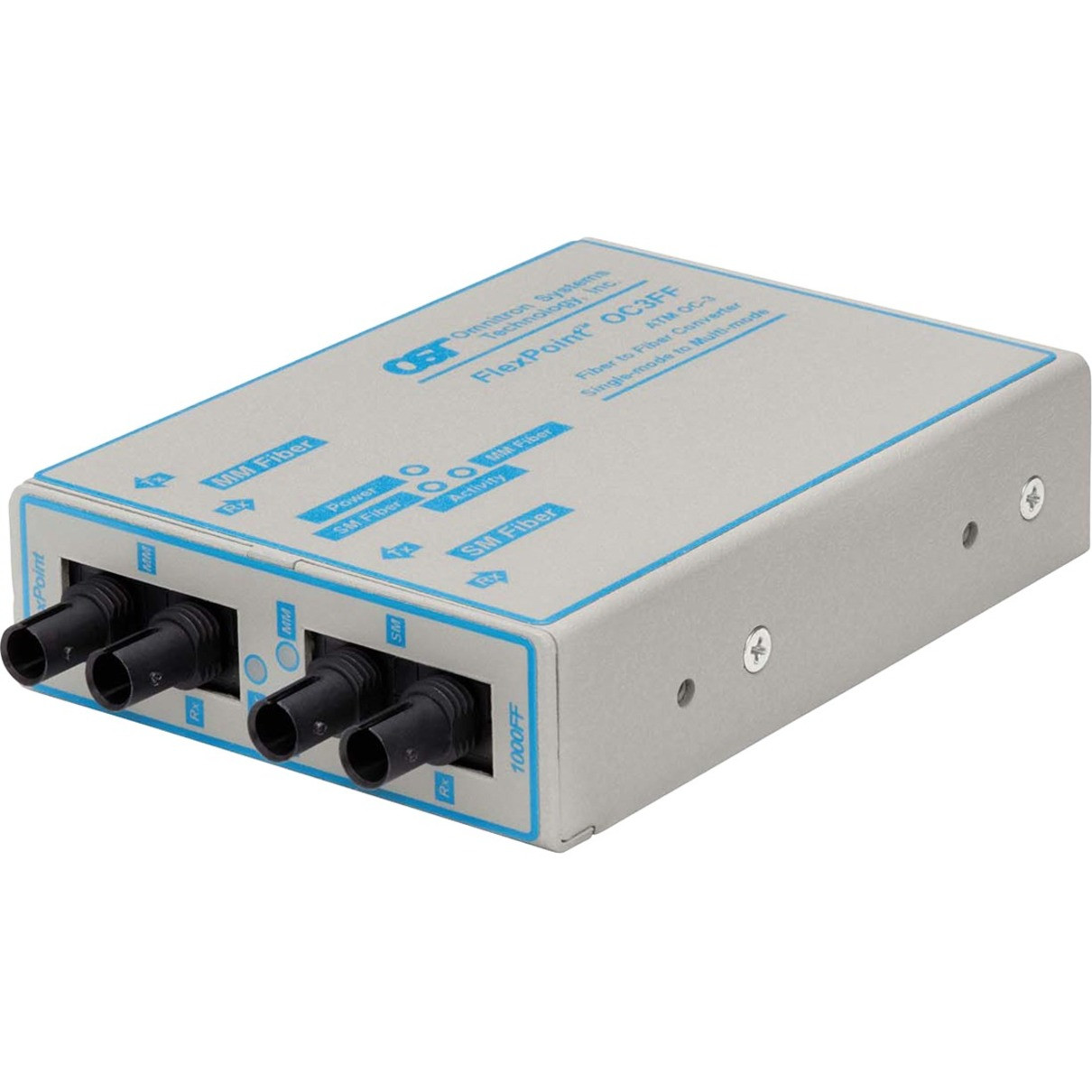 Omnitron Flexpoint 4450-0 Single-Mode to Multimode Fiber Transceiver - 2 x ST Duplex - OC-3 - Wall-mountable, Rack-mountable - 4450-0