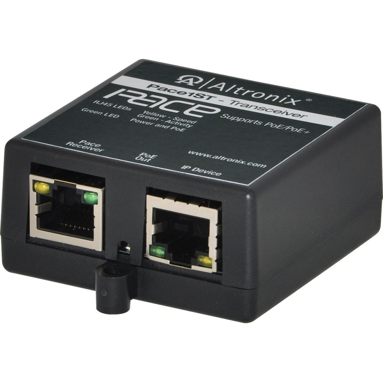 Altronix IP and PoE+ over Extended Distance CAT5e Hardened Mini Transceiver - Network (RJ-45) - Fast Ethernet - 10/100Base-T - 1640.42 ft - PoE+ - PACE1ST