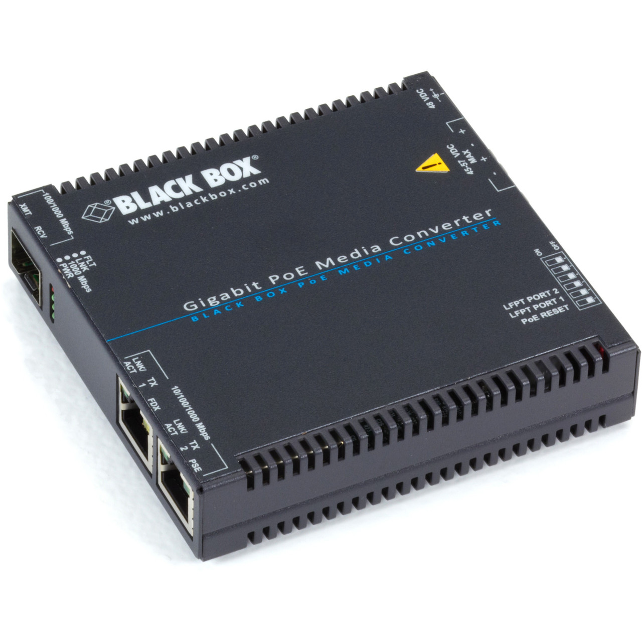 Blackbox Gigabit PoE Media Converter, 10/100/1000BASE-T to SFP - LGC5200A