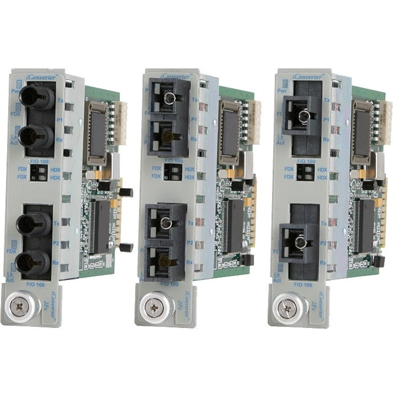 Omnitron 100BASE-FX to 100BASE-FX Managed Fast Ethernet Media Converter & Switch - 2 x SC Ports - Multi-mode - 0.1 mil Fiber - Fast Ethernet - 100Base-FX, 100Base-LX, 100Base-ZX, 100Base-BX - 5 km - Power Supply - 8442-0