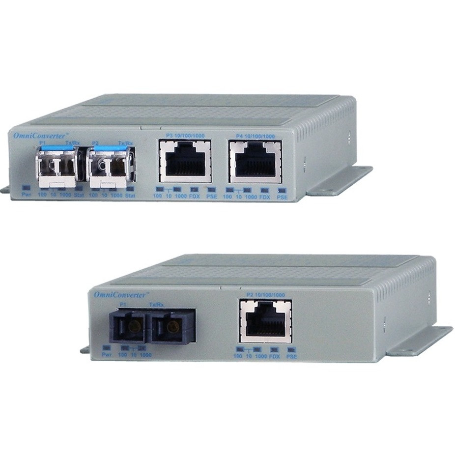 Omnitron OmniConverter GPoE+/S Industrial Media Converter - Network (RJ-45) - 1x PoE+ (RJ-45) Ports - Gigabit Ethernet - 10/100/1000Base-T, 1000Base-X, 1000Base-BX, 100Base-X - 1.0 x Expansion Slots - SFP - 1 x SFP Slots - 9439-0-11Z Omnitron OmniConverter GPoE+/S Industrial Media Converter - Network (RJ-45) - 1x PoE+ (RJ-45) Ports - Gigabit Ethernet - 10/100/1000Base-T, 1000Base-X, 1000Base-BX, 100Base-X - 1.0 x Expansion Slots - SFP - 1 x SFP Slots - 9439-0-11Z
