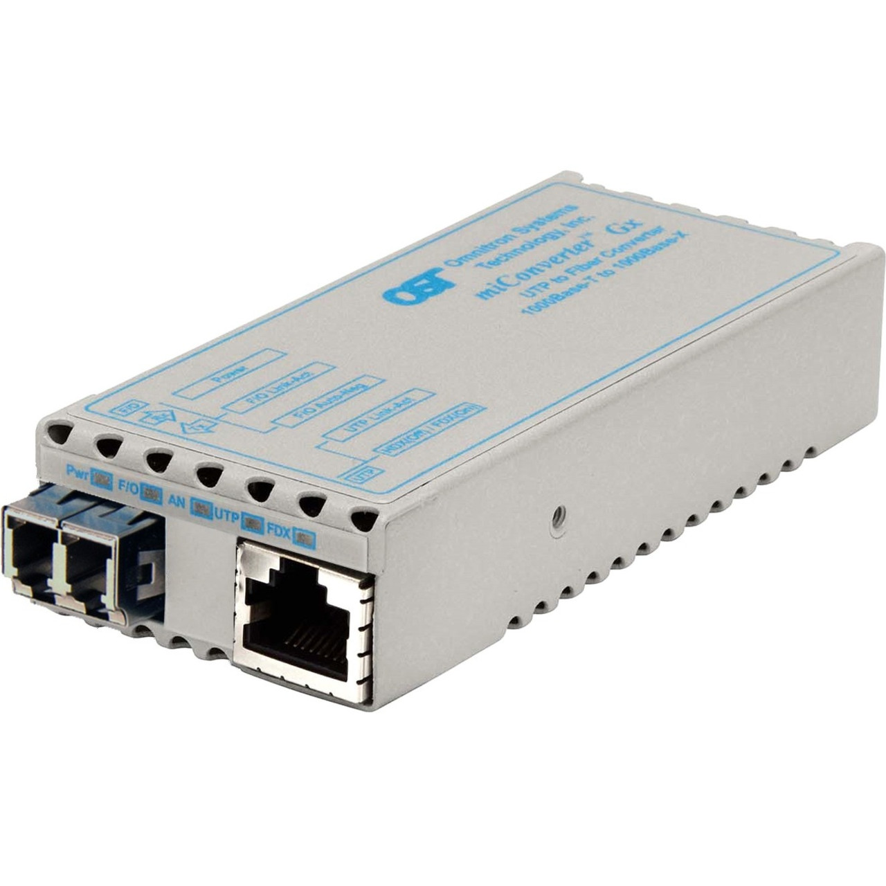 Omnitron miConverter 1000Mbps Gigabit Ethernet Fiber Media Converter RJ45 LC Single-Mode 12km - 1 x 1000BASE-T, 1 x 1000BASE-LX, US AC Powered, Lifetime Warranty - 1207-1-1
