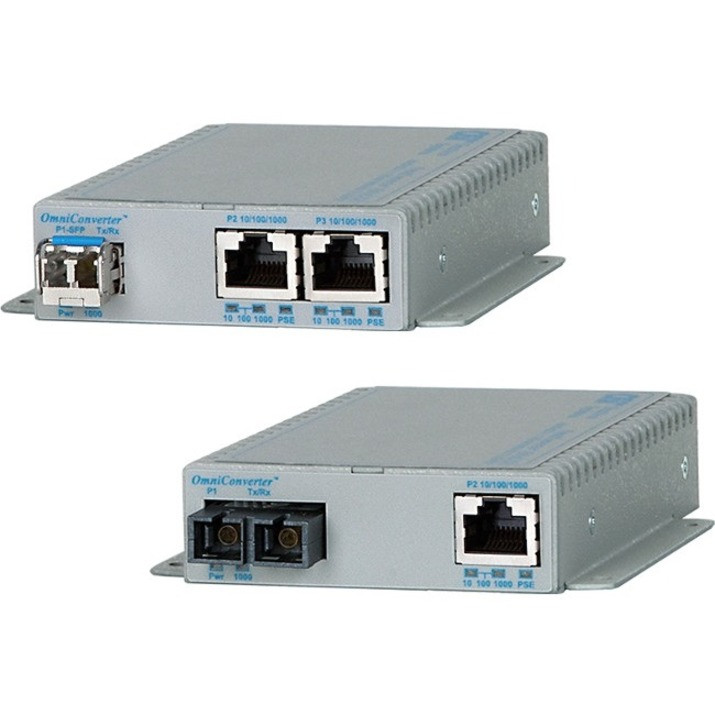 Omnitron OmniConverter GPoE+/SE 9499-0-21W Transceiver/Media Converter - 2 x Network (RJ-45) - Gigabit Ethernet - 10/100/1000Base-T, 1000Base-X, 1000Base-BX - PoE+ - Rail-mountable, Standalone, Wall Mountable - 9499-0-21W