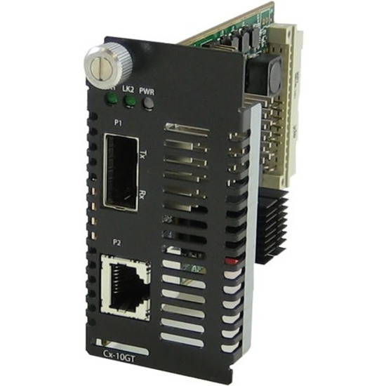 Perle C-10GRT-SFP Media Converter - 1 x Network (RJ-45) - Multi-mode, Single-mode - 10 Gigabit Ethernet - 10GBase-T - 0.10 km - 1 x Expansion Slots - SFP+ - 1 x SFP+ Slots - Internal - 05061610