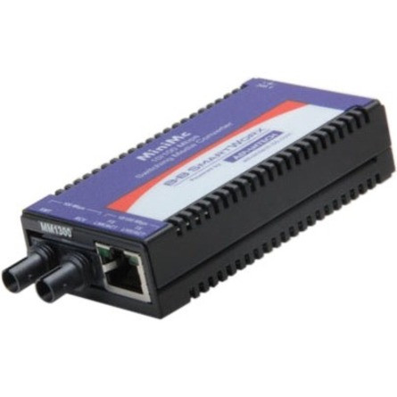Advantech 10/100Mbps Miniature Media Converter with LFPT - 1 x Network (RJ-45) - 1 x ST Ports - DuplexST Port - Multi-mode - Fast Ethernet - 100Base-TX - 100Base-FX - 1.24 Mile - AC Adapter - Rail-mountable - Wall Mountable - IMC-350-M8ST-PS