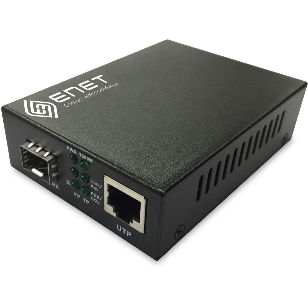 Enet TAA Compliant 10/100M Fiber Media Converter with (1) RJ45 port and (1) 100M LC MMF 2km North America Power Adapter - ENMCT-FET-SFPFX