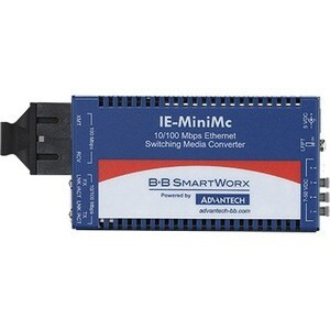 Advantech B+B SmartWorx Mini Hardened Media Converter, 100Mbps, Multimode 1300nm, LFPT, 5km, SC, AC adapter - IMC-350I-MM-PS-A
