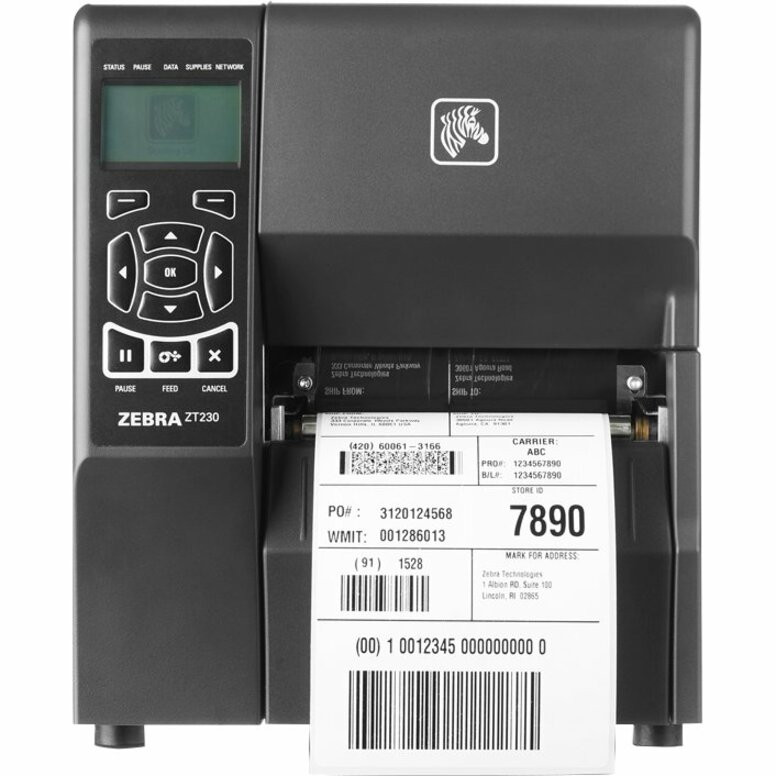 Zebra ZT230 Industrial Direct Thermal/Thermal Transfer Printer - Monochrome - Label Print - Ethernet - USB - Serial - LCD Display Screen - Peel Facility - 4.09" Print Width - 6 in/s Mono - 300 dpi - 4.50" Label Width - ZT23043-T31200FZ