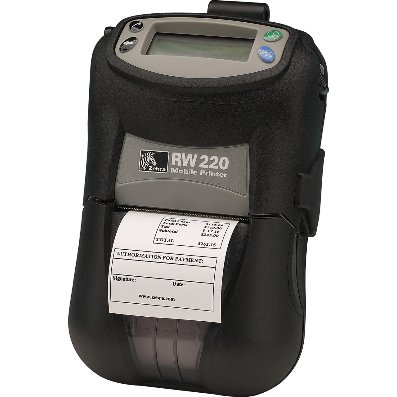 Zebra RW 220 Direct Thermal Printer - Monochrome - Portable - Receipt Print - USB - Serial - Battery Included - LCD Display Screen - 2.20" Print Width - 3 in/s Mono - 203 dpi - 2.37" Label Width - R2D-0U0A010N-GA