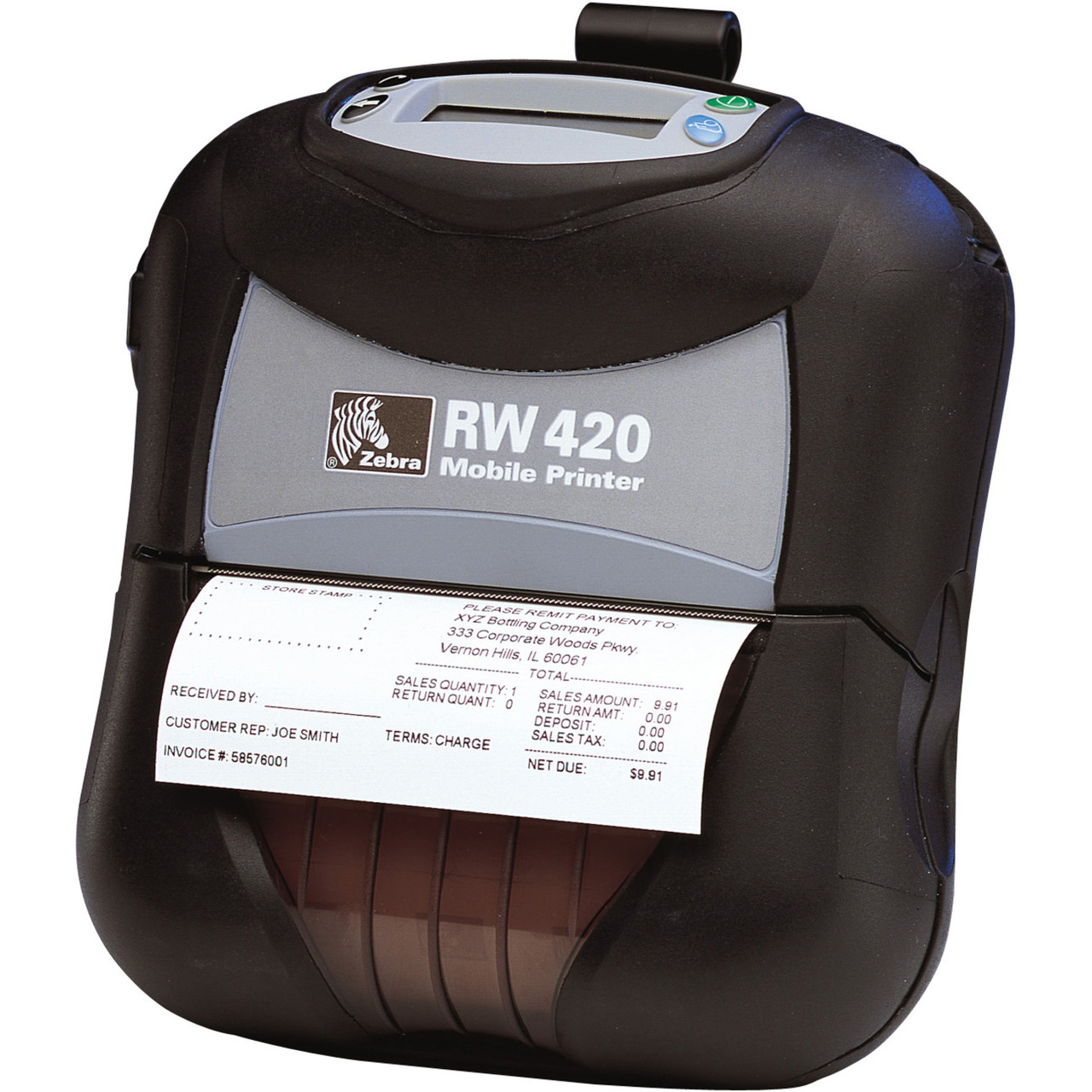 Zebra RW 420 Direct Thermal Printer - Monochrome - Portable - Label Print - USB - Serial - Wireless LAN - Battery Included - LCD Display Screen - 4.09" Print Width - 3 in/s Mono - 203 dpi - 4.12" Label Width - R4D-0UGA010N-GA