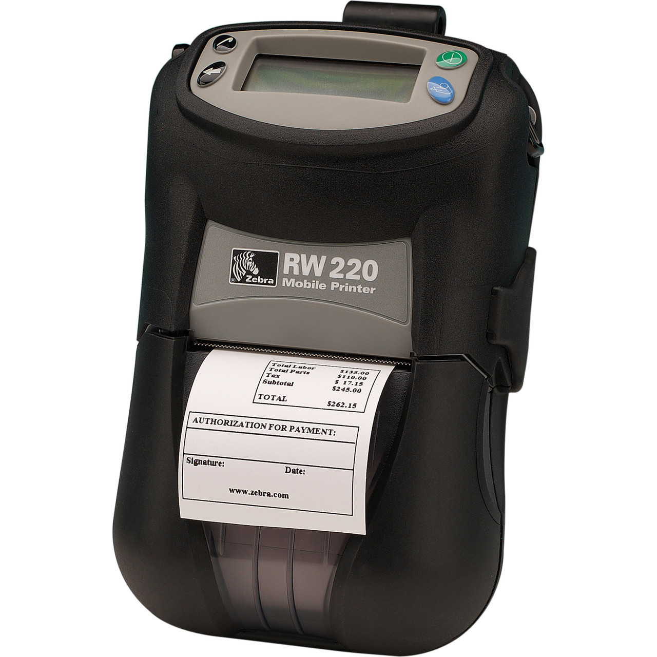 Zebra RW 220 Direct Thermal Printer - Monochrome - Portable - Receipt Print - USB - Serial - Battery Included - LCD Display Screen - 2.20" Print Width - 3 in/s Mono - 203 dpi - 2.37" Label Width  - R2D-0U0A000N-GA