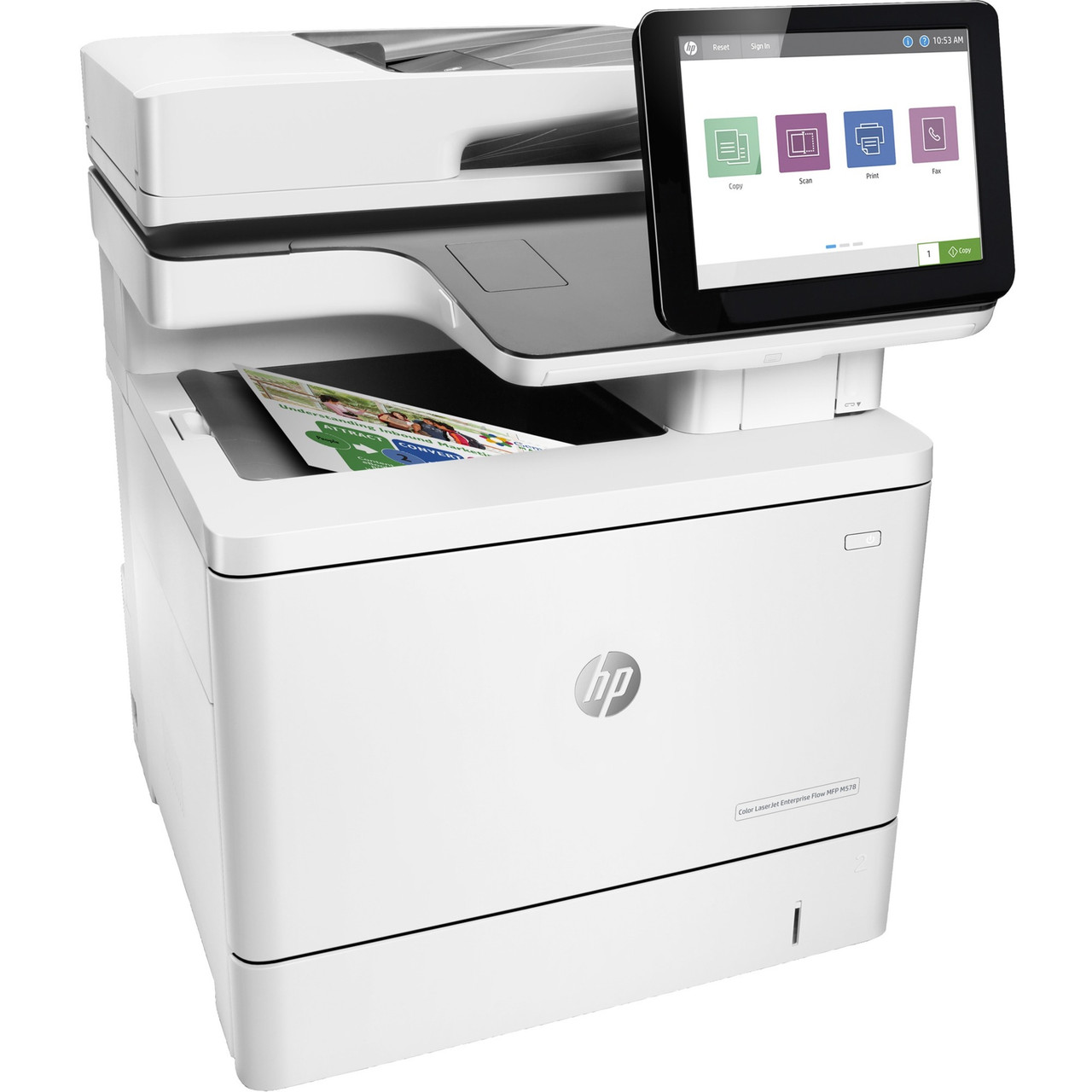HP LaserJet Enterprise M578c Laser Multifunction Printer - Color - Copier/Fax/Printer/Scanner - 40 ppm Mono/40 ppm Color Print - 1200 x 1200 dpi Print - Automatic Duplex Print - Upto 80000 Pages Monthly - 650 sheets Input - 7ZU87A#AAZ