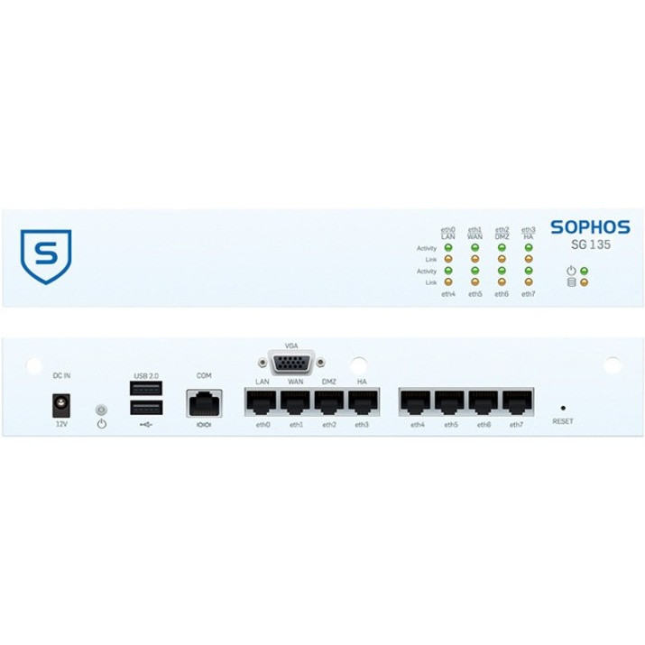 Sophos Sg 135W Network Security/Firewall Appliance - 8 Port - 10/100/1000Base-T - Gigabit Ethernet - Wireless Lan Ieee 802.11Ac - 8 X Rj-45 - Desktop, Rack-Mountable - SW1DTCHUS
