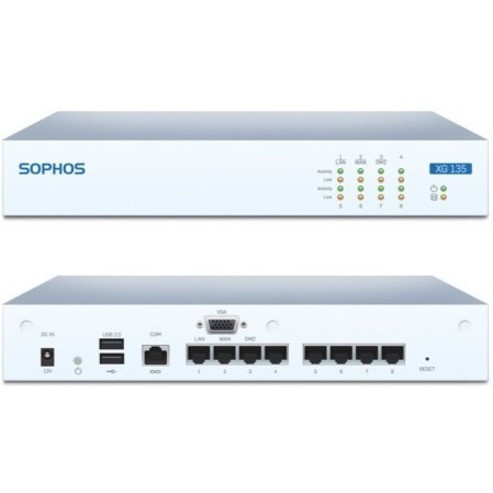 Sophos XG 135w Network Security/Firewall Appliance - 8 Port - 10/100/1000Base-T - Gigabit Ethernet - Wireless LAN IEEE 802.11ac - 8 x RJ-45 - 1U - Rack-mountable, Desktop - NA1D2CSUS