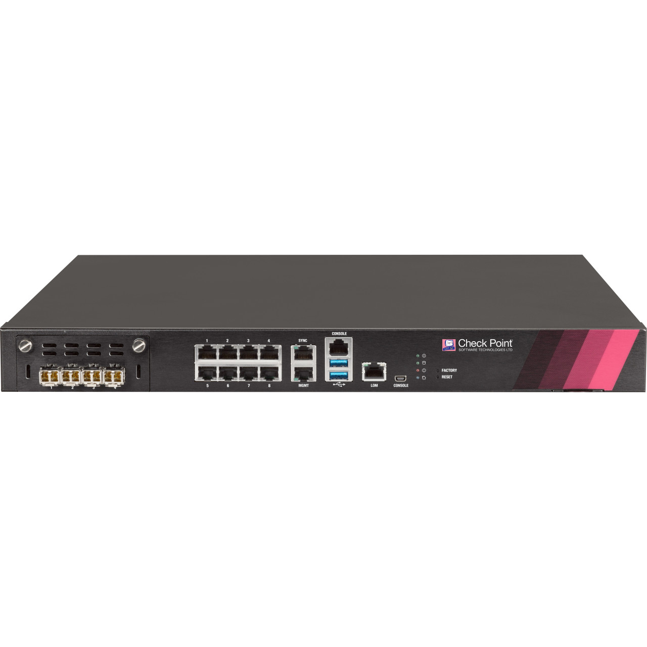 Check Point 5600 Network Security/Firewall Appliance - 8 Port - 1000Base-T - Gigabit Ethernet - AES (128-bit) - 8 x RJ-45 - 1 Total Expansion Slots - 1U - Rack-mountable - CPAP-SG5600-NGTX Check Point 5600 Network Security/Firewall Appliance - 8 Port - 1000Base-T - Gigabit Ethernet - AES (128-bit) - 8 x RJ-45 - 1 Total Expansion Slots - 1U - Rack-mountable - CPAP-SG5600-NGTX