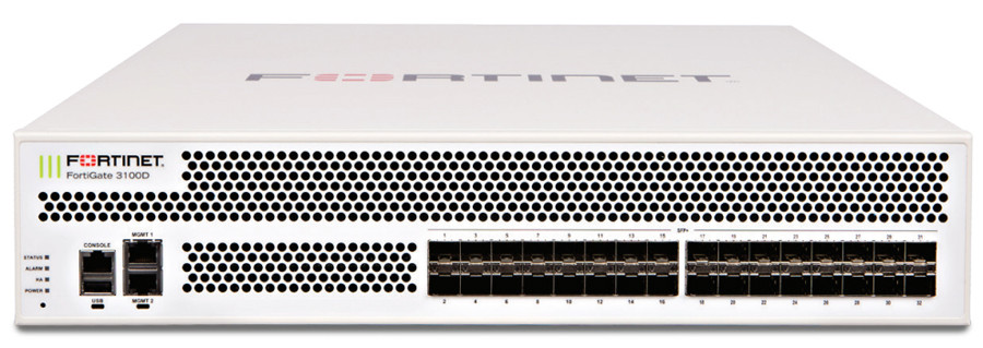 Fortinet FortiGate 3100D Network Security/Firewall Appliance - 1000Base-X, 1000Base-T, 10GBase-X - 10 Gigabit Ethernet - AES (256-bit), SHA-1 - 32 Total Expansion Slots - 2U - Rack-mountable. - FG-3100D-BDL-USG