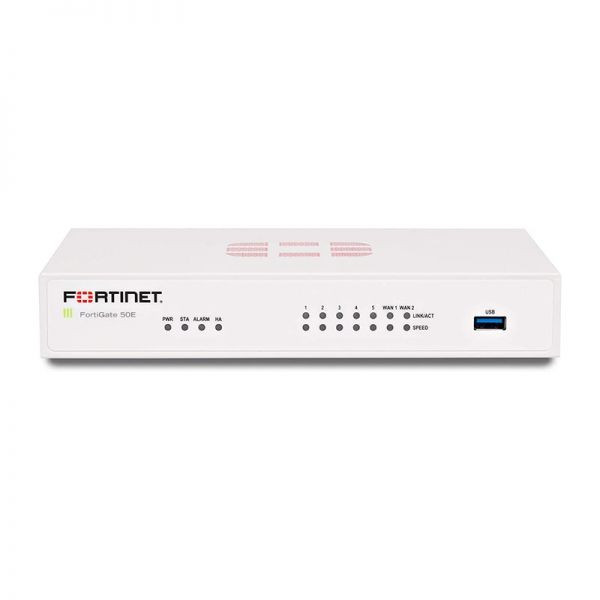 Fortinet FortiWifi FWF-50E Network Security/Firewall Appliance - 7 Port - 10/100/1000Base-T - Gigabit Ethernet - Wireless LAN IEEE 802.11a/b/g/n - AES (256-bit), SHA-256 - 200 VPN - 5 x RJ-45 - 5 Year 2 - FWF-50E-S-BDL-950-60