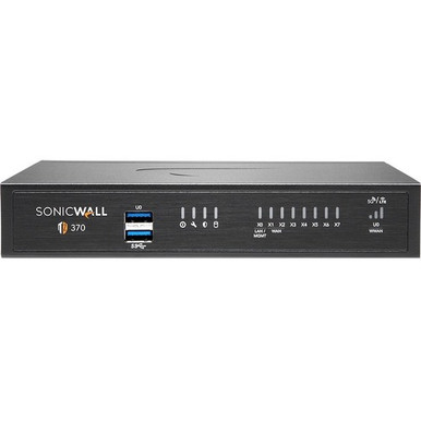 Sonicwall Tz370 Network Security/Firewall Appliance - 8 Port - 10/100/1000Base-T - Gigabit Ethernet - Des, 3Des, Md5, Sha-1, Aes (128-Bit), Aes (192-Bit), Aes (256-Bit) - 8 X Rj-45 - 1 Year Totalsecure Essential Edition - Desktop, - 02-SSC-6817