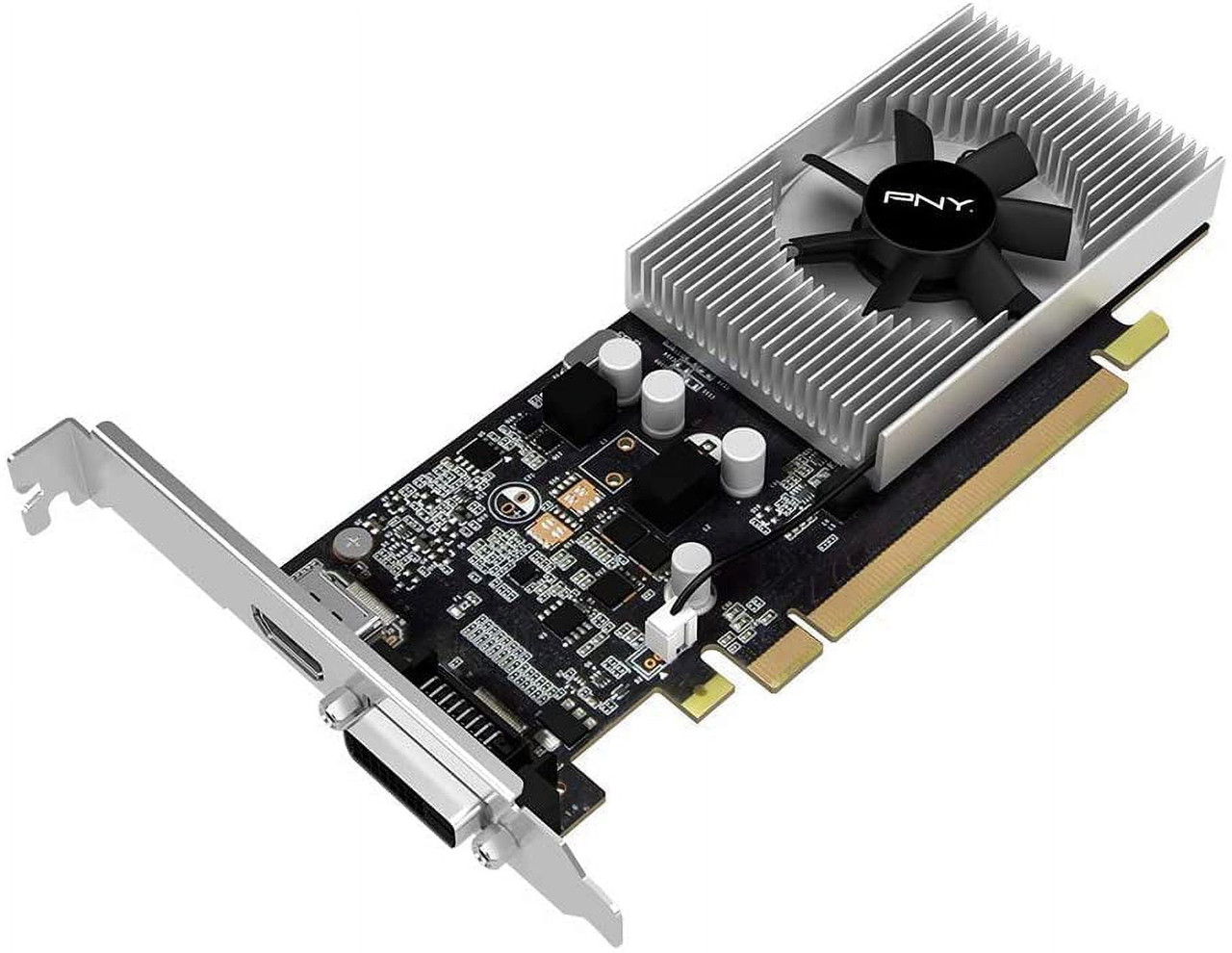 PNY Nvidia Geforce GTX 710 Graphic Card - 2 GB DDR3 SDRAM - Low-profile - 954 MHz Core - 64 bit Bus Width - PCI Express 2.0 x8 - HDMI - VGA - DVI Pcie DDR3 DVI-D HDMI VGA - VCGGT7102XPB