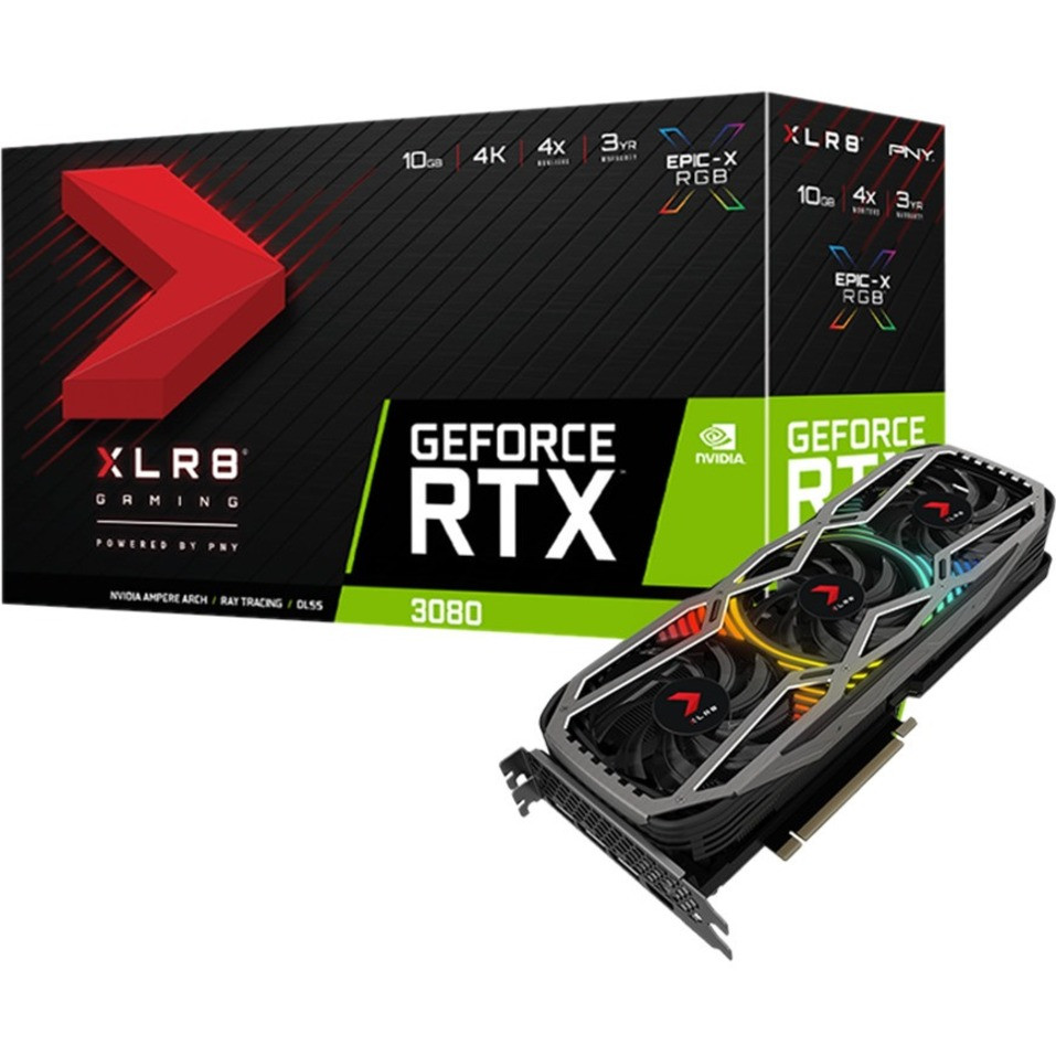 PNY Geforce RTX 3080 10GB XLR8 Gaming Revel Epic-X RGB Triple Fan Graphics Card- VCG308010TFXPPB