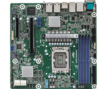 AsRock Rack Z690D4U, Micro-ATX (9.6" x 9.6") Supports 12th Gen Intel Core, Pentium and Celeron series processors 4 DIMM slots (2DPC), supports DDR5 non-ECC UDIMM 1 PCIe4.0 x16, 1 PCIe4.0 x8, 1 PCIe3.0 x1 - Z690D4U