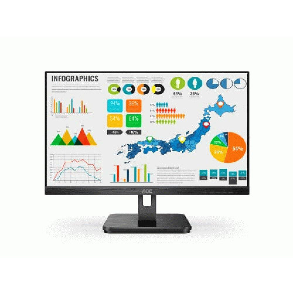 AOC 27E2H 27" Full HD WLED LCD Monitor - 16:9 - Black - 27" Class - In-plane Switching (IPS) Technology - 1920 x 1080 - 16.7 Million Colors - 250 Nit - 4 ms - HDMI - VGA - 27E2H