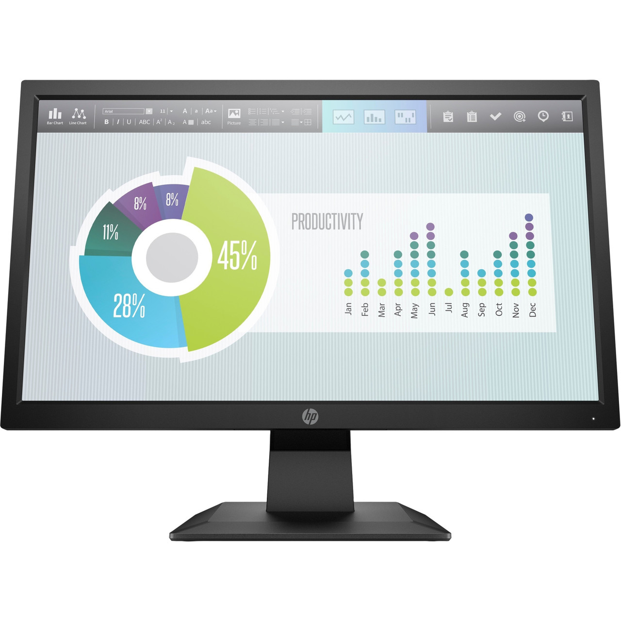 HP P204v 19.5" HD+ LED LCD Monitor - 16:9 - 20" Class - Twisted nematic (TN) - 1600 x 900 - 200 Nit Typical - 5 ms - 60 Hz Refresh Rate - HDMI - VGA - DisplayPort - 5RD66AA#ABM