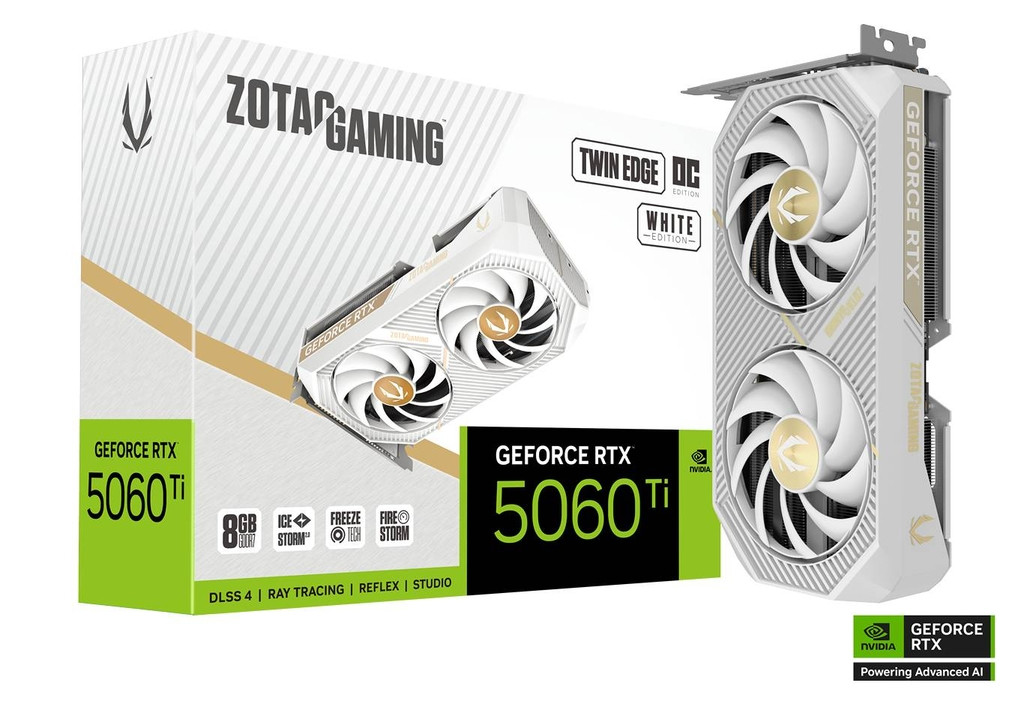 Zotac GAMING GeForce RTX 5060 Ti 8GB Twin Edge OC White Edition - ZT-B50610Q-10M