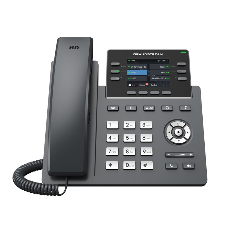 Grandstream IP Phone - Corded - Desktop - 3 x Total Line - VoIP - 2 x Network (RJ-45) - PoE Ports (GRP2613)