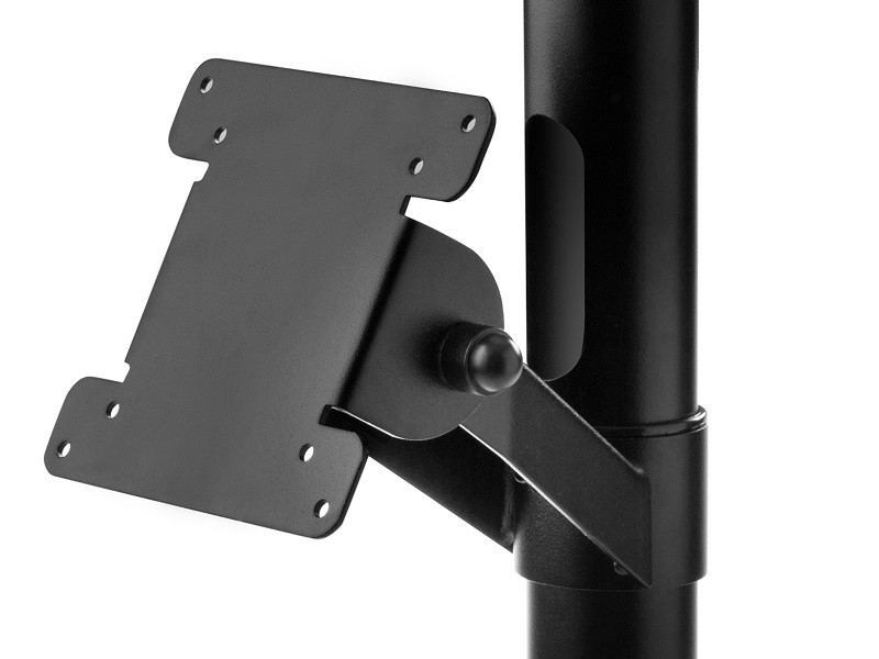 Spacepole Essentials 75/100 Angled Vesa Mount On 300Mm (11.8In) Pole With Top & Bottom Cable Slots, Flange Cover, Lock Ring & Mounting Hardware. (Black) - QUIKTRIP001-02