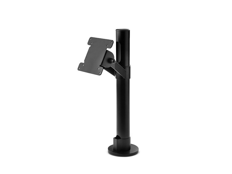 Spacepole Essentials 75/100 Angled Vesa Mount On 500Mm (19.7In) Pole With Top & Bottom Cable Slots, Flange Cover, Lock Ring & Mounting Hardware. (Black) - QUIKTRIP002-02