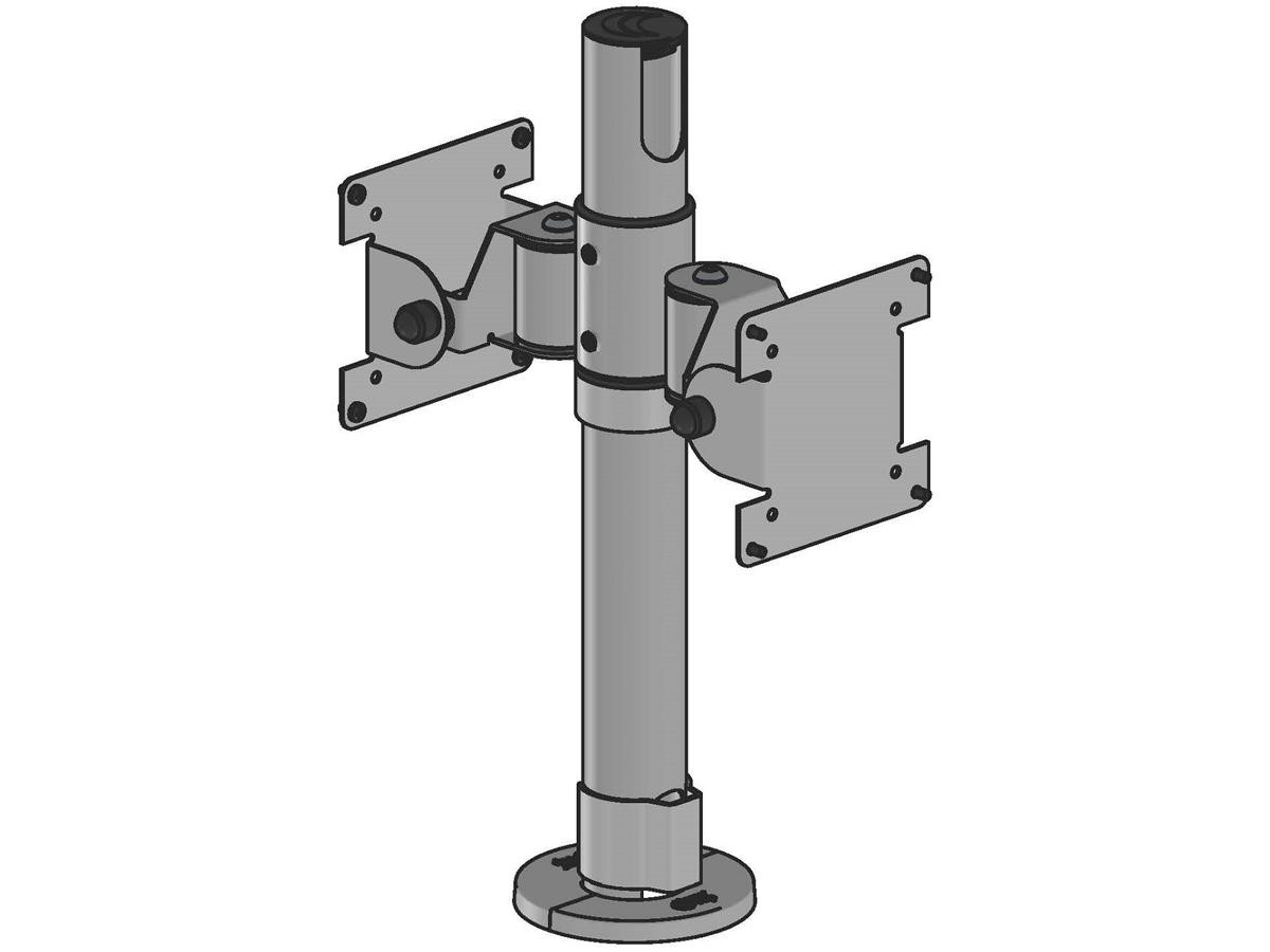 Spacepole Essentials Back-To-Back 75/100 Vesa Display Mount On 400Mm (15.75 In) Steel Pole; Independent Tilt Adjustment: +10/-30, Max Rotation 170; Includes Cable Clip, Flange Cover & Mount Hardware. Replaces Spv1103-02 (Black) - SPV1103-FX-02