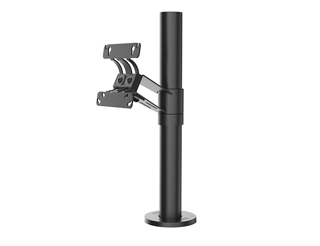 Spacepole Essentials New Arc Vesa 75/100 Display Mount On 400Mm (15.75 Inch) Steel Pole, Cable Clip, Flange Cover & Mounting Hardware. (Black) - SPV1301-02